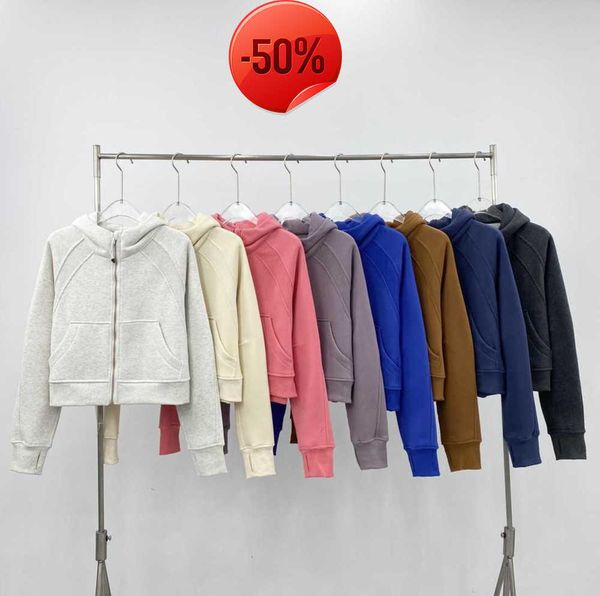 

lulus scuba hoodies women's yoga outfits sports leisure full zip jacket plush hoodie gym clothes leisure design265s, Black