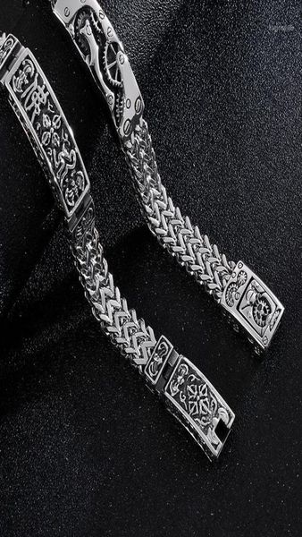 

personality men039s trend stainless steel bracelet sixword mantra buddha chain titanium steel keel bracelet19152566, Black