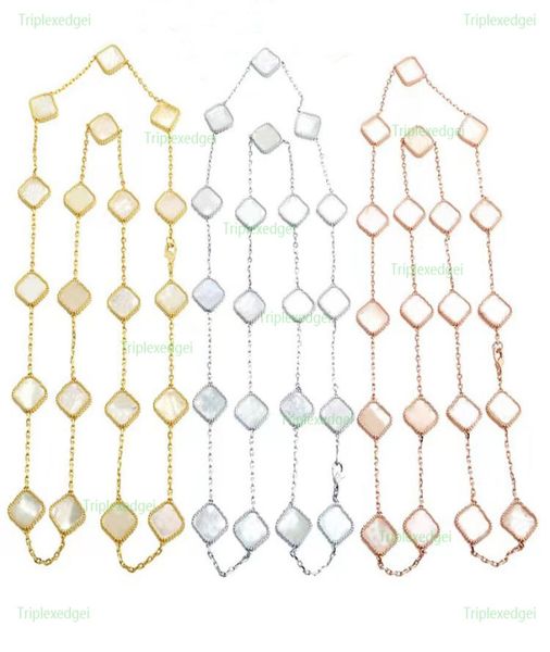 

classic luxury 20 flower choker clover necklace fashion natural turquoise designer necklace european high end women039s necklac4720696, Golden;silver