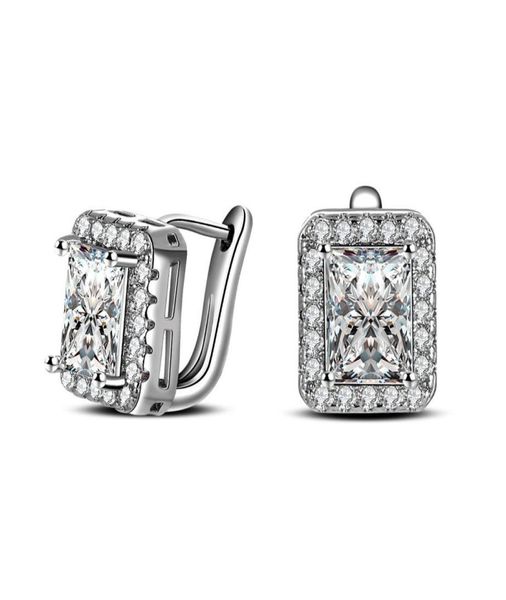 

omhxzj whole personality huggie fashion woman girl party wedding white square zircon 18kt white gold hoop earrings ye4145419903, Golden;silver