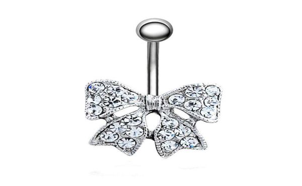 

d0028 bowknot clear belly navel stud012345678910119370001, Silver