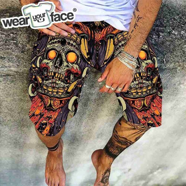

men's shorts magic colorful skull 3d all over printed summer shorts fashion beach mens bermuda casual short home cargo shorts dropship, White;black