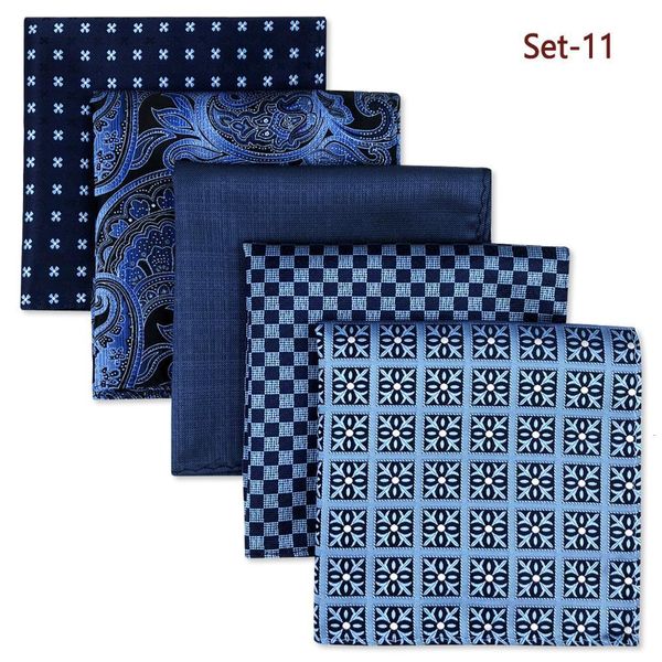 

handkerchiefs 5 pieces colorful assorted mens pocket square silk classic handkerchief set gift 230717, Blue;white