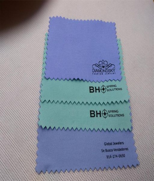

500pcs customize logo polishing cloth for silver golden jewelry cleaner blue pink green white black purple colors option quality8413683