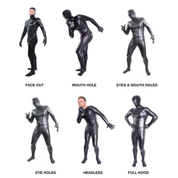 

classic black color zentai shiny body suit alien eyes shiny lycra fancy dress bodysuitfor party halloween days188h
