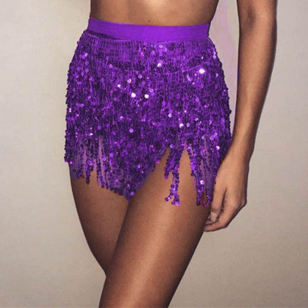 

skirts summer women tassel fringe sequin skirts beach short sequin belly dancer costume taed skirts high waist mini skirts 230717, Black