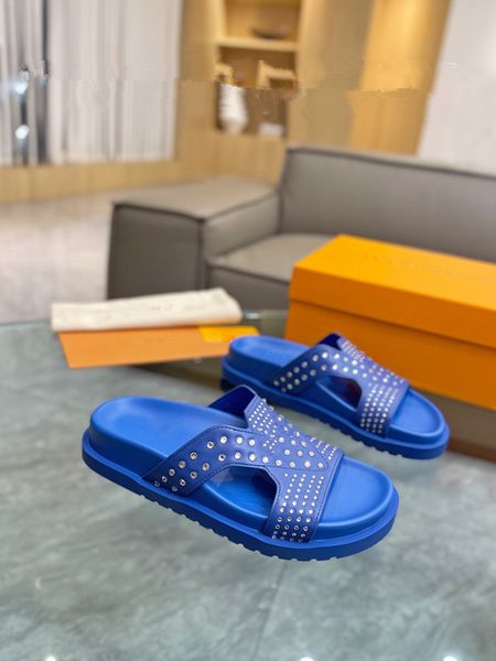 

designer sandal slippers beach classic flat sandal luxury summer lady leather flip flops men women slides 0714, Black