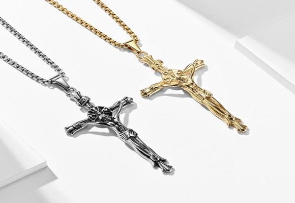 

pendant necklaces delivery european american christianity cross jesus personalized customized for men male stainless steel9847655, Silver