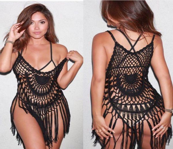 

women beachwear swimwear bikini beach wear cover up tassel ladies summer dress black9744431