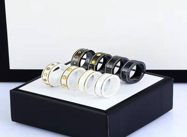 

fashion ring side stones ceramics rings for mens woman jewelry gifts 6 color with box6996012, Silver