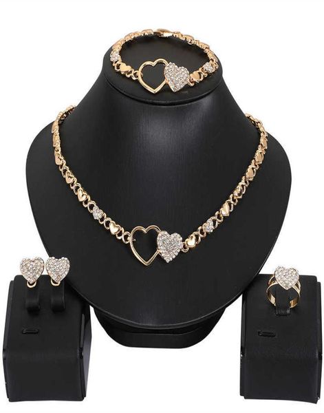 

african jewelry set for women heart necklace set wedding jewelry sets earrings xoxo necklace bracelets gifts 2106198825199, Black