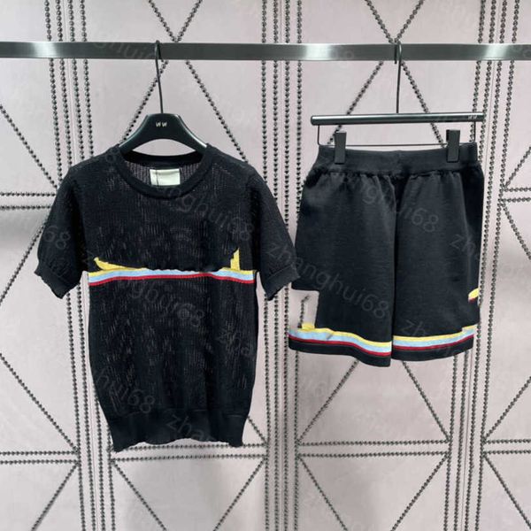 

23ss women shorts sets womens designer clothing casual suit casual cutout letter logo jacquard knitted short sleeve elastic waist shorts set, White
