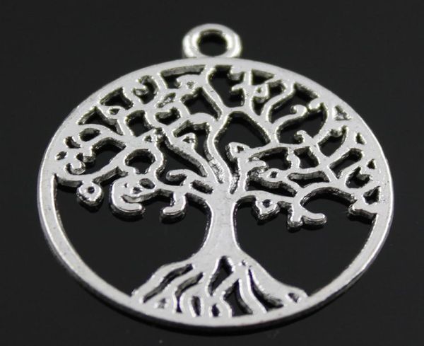 

100pcslot 25mm 2 colors antique silver antique bronze plated tree of life charm diy for handmade9091365, Bronze;silver