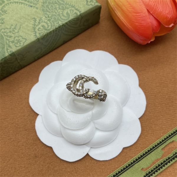 

classic retro woman opening with side stones rings ggity designer double letter g luxury jewelry men women wedding ring 772323, Slivery;golden