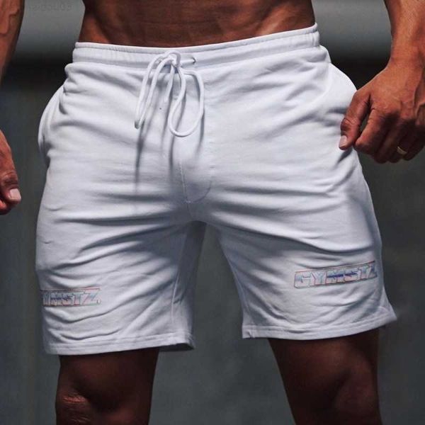

men's shorts 2018 new men gyms fitness cotton shorts boy casual fashion crossfit short pants man jogger bodybuilding workout beach swea, White;black