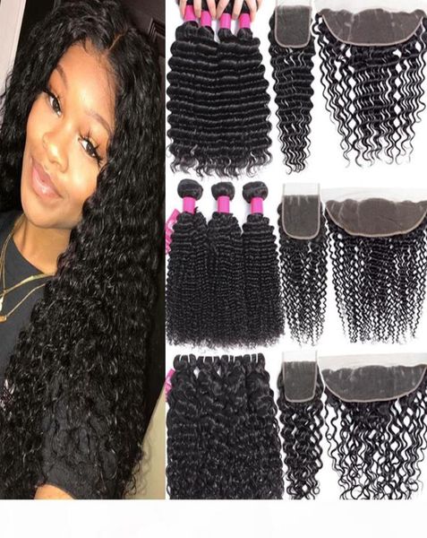 

9a peruvian virgin hair bundles with closures 4x4 lace closure or 13x4 ear to ear lace frontal closure human hair weave with lace 4653858, Black