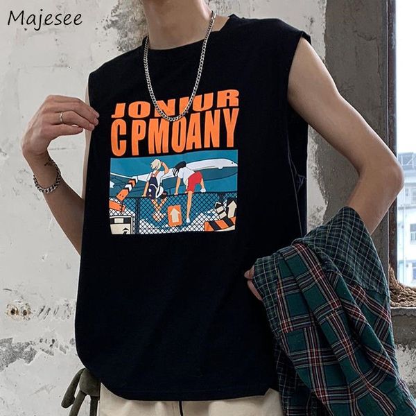 

mens tank casual summer loose fashion print full matching sleeveless tshirt breathable harajuku fitness suit 230718, White;black