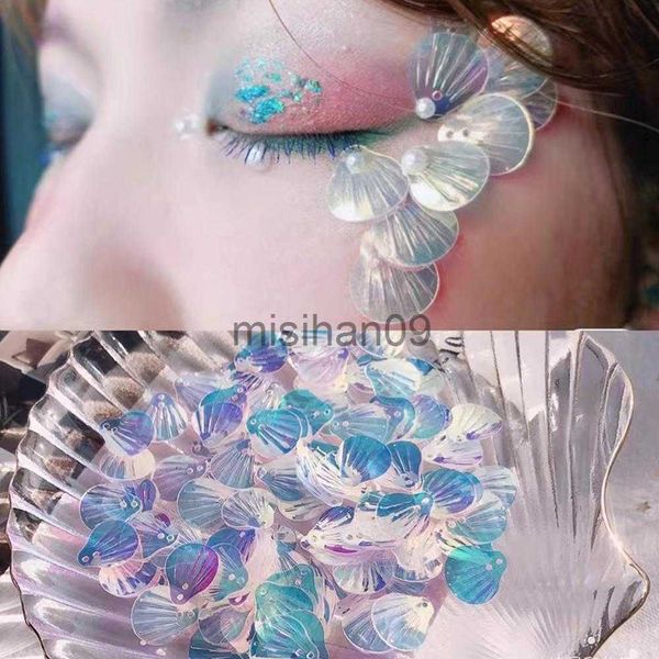 

other makeup 13mm mermaid flake glitter powder fish scales eye makeup sequins eye corner stickers shell sequins face shinny gel pigment j230