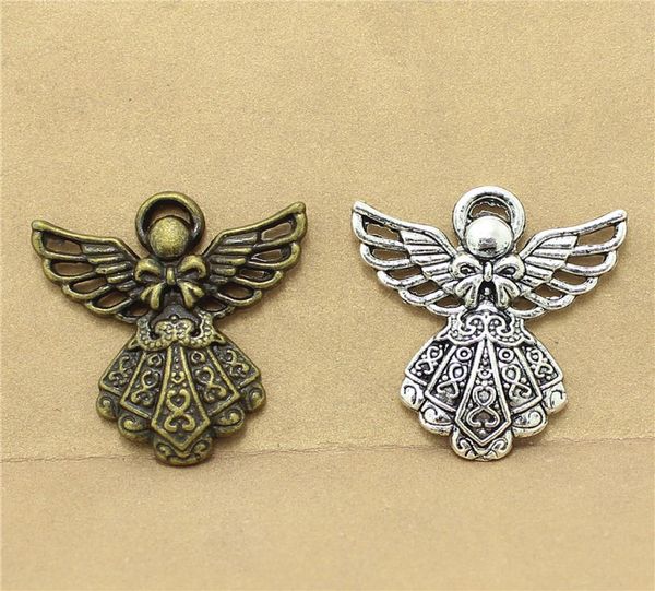 

sweet bell 40pcslot 2326mm two color alloy angel charms diy jewelry accessories d11118470009, Bronze;silver