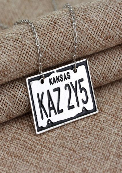 

supernatural jewelry kansas kaz 2y5 license plate number pendant necklace for women and men ps05348927704, Silver