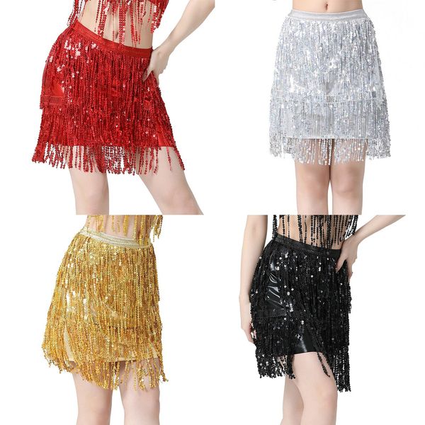 

skirts women's sequin bag hip skirt belly dance hip skirt flow su sequin wrap women's skirt midi pleated skirt hangers 230717, Black