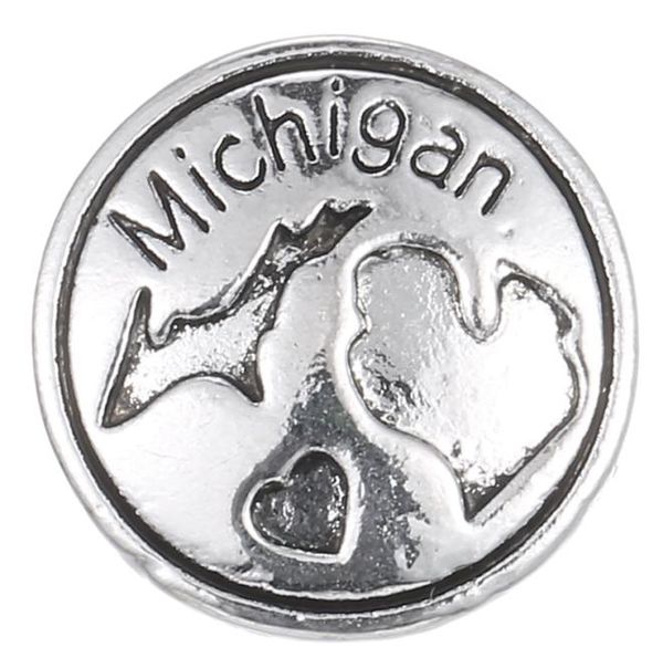 

10pcslot 2017 silver michigan snap buttons 18mm charms jewelry snap for diy silver snap bracelet4253484, Golden;silver