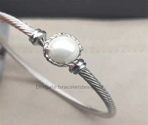 

dy love bangle designer bracelets 18k gold cable series ins personality copper prong setting simple white women inlaid bracelet si4184681, Black