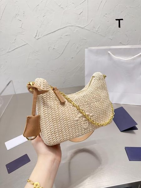 

5a summer woman straw underarm bags fashion beach purse nylon shoulder bag hobos handbags chain wallet designer crossbody backet lady small