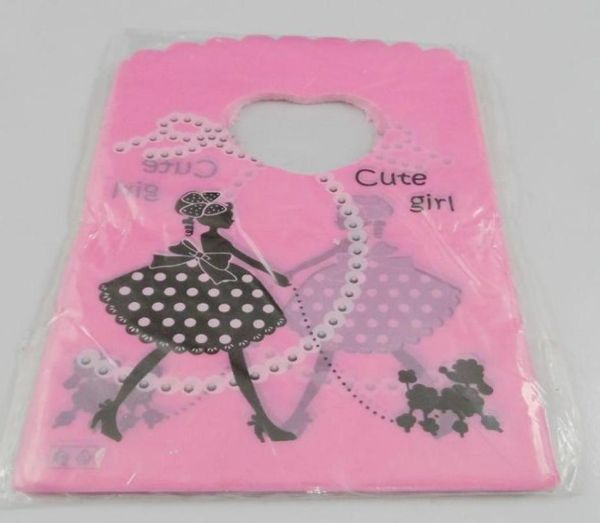 

new 500pcs shopping girl plastic packing gift bag 15x9cm 05384548, Pink;blue