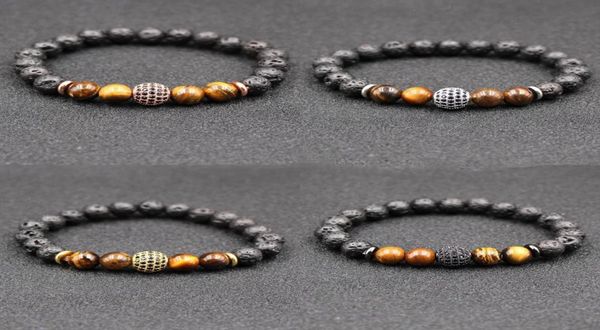 

4 styles natural black lava stone beads elastic bracelet tiger eye stone bracelet volcanic rock beaded hand strings brass bracelet2649050