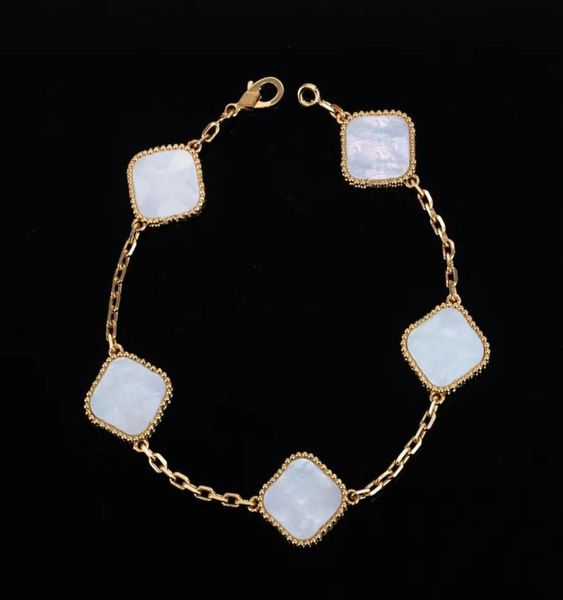 

luxury designer chain bracelet four leaf clover cleef bracelet women039s fashion 18k gold bracelets jewelry with b4265118, Black