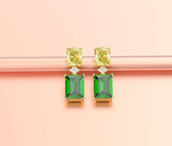 

pansysen gold color earrings vintage elegant women039s emerald drop 100 925 sterling silver gemstone earring fine jewelry gift5540656
