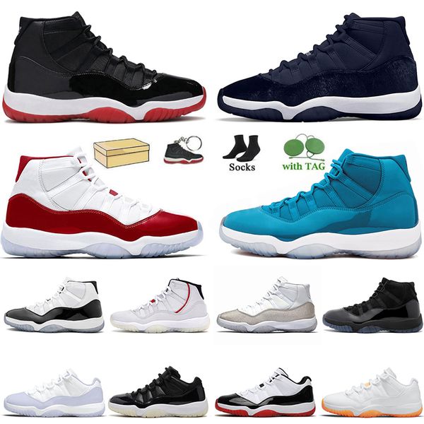 

with box jumpman 11 basketball shoes 11s cherry pure violet cool grey midnight navy bred blue moon women mens trainers sports sneakers