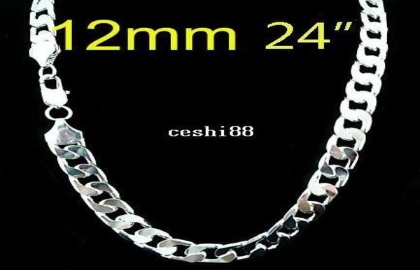 

whole 925 silver silver 12mm necklace for men 24 inch 925 sterling silver chain necklace fashion men jewelry4506151