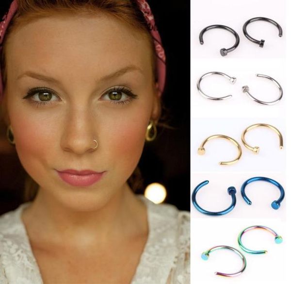 

new trendy nose rings body piercing jewelry fashion jewelry stainless steel nose open hoop ring earring studs nose rings wcw086030662, Silver