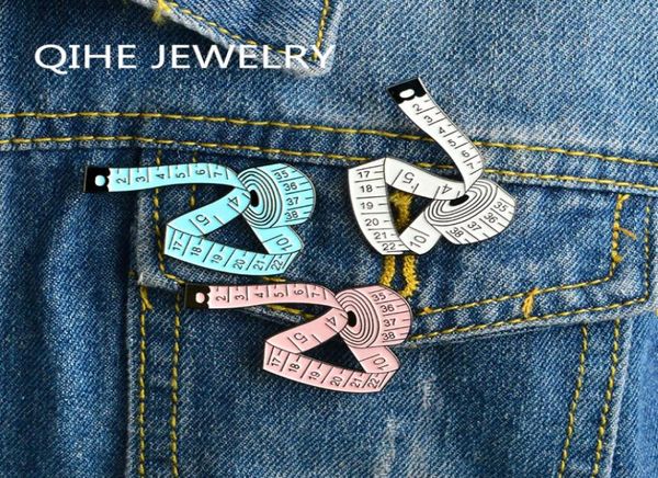 

tape measure enamel pins brooches cartoon pink blue white lapel badge jewelry gift for friends8164845, Gray
