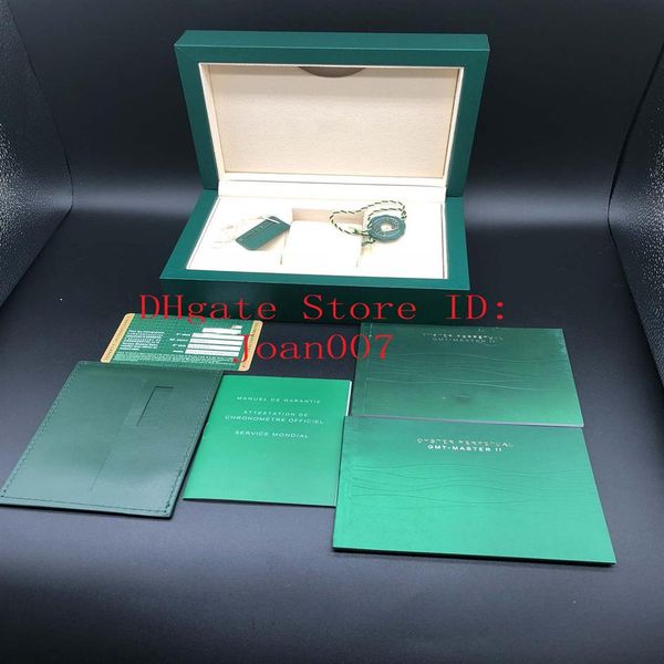 

quality dark green watch box gift case for rolex watches booklet card tags and papers in english swiss watches boxes230w, Black;blue