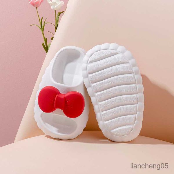 

slipper 2023 new cute bow children' slippers 3-8 years old kids shoes for girl baby beach indoor house shoes summer sandals r230718, Black;grey