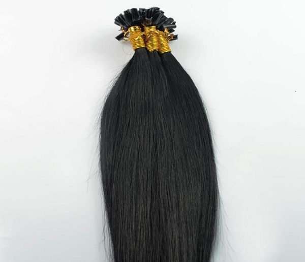 

brazilian virgin hair straight u tip hair extension 1 jet black 100g 100s keratin stick tip human hair6841594
