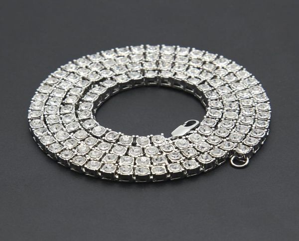 

hip hop gold chain 1 row simulated diamond hiphop necklace chain 20inch 24inch 30inch mens gold tone iced out punk necklace5094914, Black