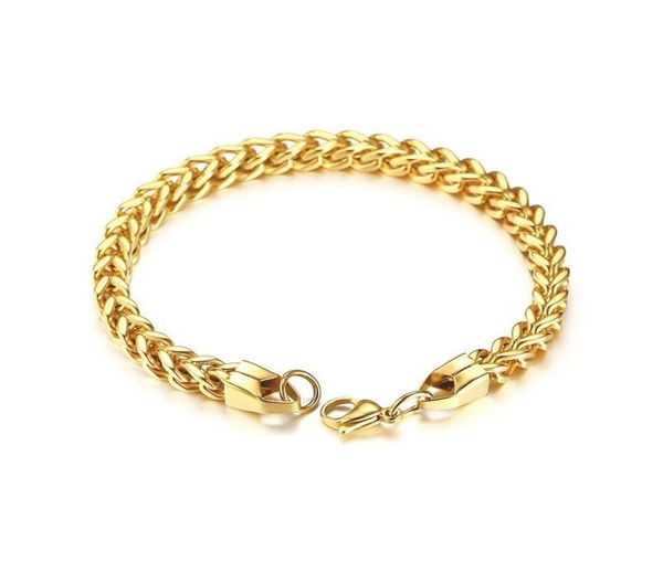 

curb cuban double chains link men bracelet stainless steel in gold silver black color 87quot male pulseira jewelry br6258285175, Golden;silver