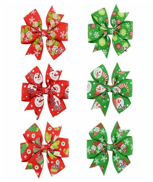 

dhl christmas baby girls clips 3inch grosgrain ribbon bows childrens xtmas hair accessories7027717, Slivery;white