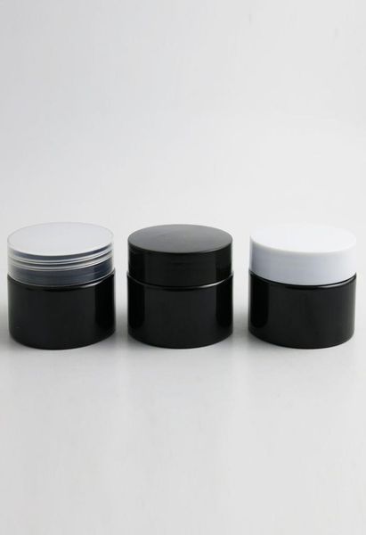 

24 x 100g empty black cosmetic cream containers cream jars 100cc 100ml for cosmetics packaging plastic bottles with plastic cap2200272