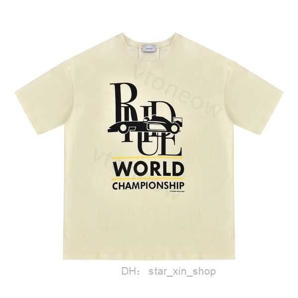 

2023 rhude tshirt designer mens t shirts tide tee women round neck casual loose fashion high hip hop 2 01h3, White;black