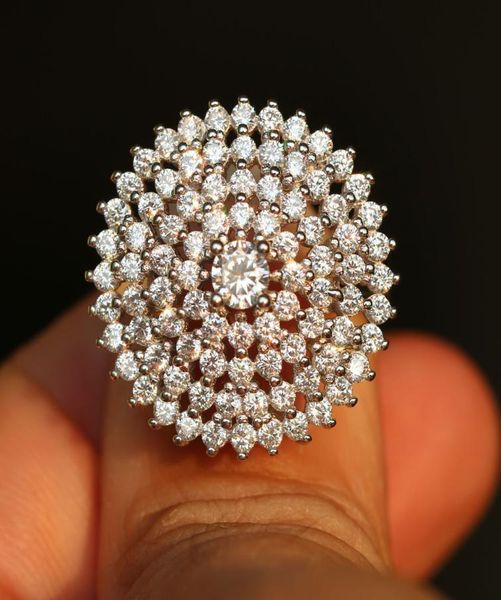 

925 sterling silver beautiful design ring big round luxury trend jewellery new assorted water drop crystal female fine jewelry lov5974159, Golden;silver