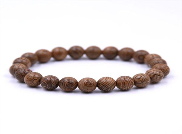 

8mm natural sandalwood buddhist buddha wood prayer bead mala men bracelets bangles jewelry bijoux7006115, Black