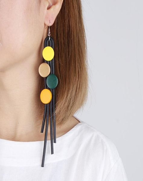 

dangle chandelier ydydbz tassel wood drop earrings women vintage rubber rope long jewelry boho ear accessories festival gift fe2536539, Silver