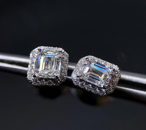 

emerald cut moissanite diamond stud earring 100 real 925 sterling silver promise wedding earrings for women bridal jewelry3610895, Golden;silver