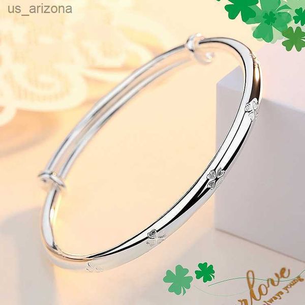 

new 925 sterling silver romantic lucky clover bracelets bangles for women fashion party wedding jewelry adjustable holiday gifts l230620, Golden;silver