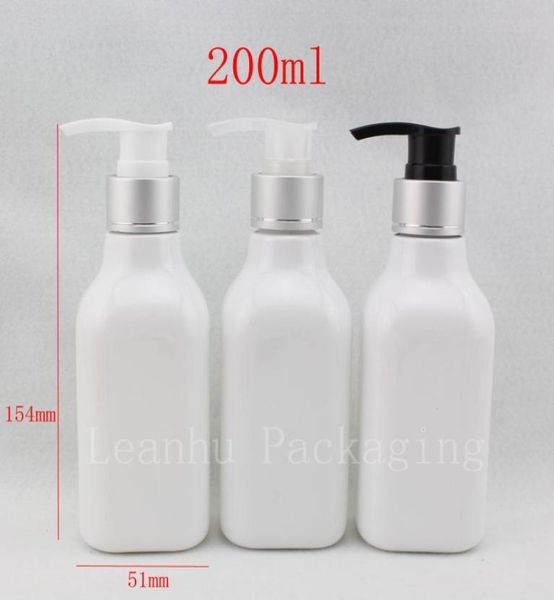 

200ml x 30 white square aluminum cosmetic lotion pump plastic bottle empty containersempty shampoo lotion bottles with pump4145378